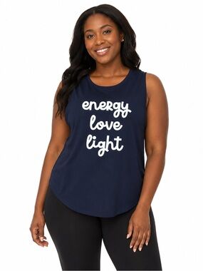 Navy Graphic Muscle Tank - Energy Love Light